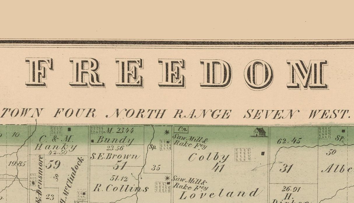 1874 Map of Freedom Township Portage County Ohio