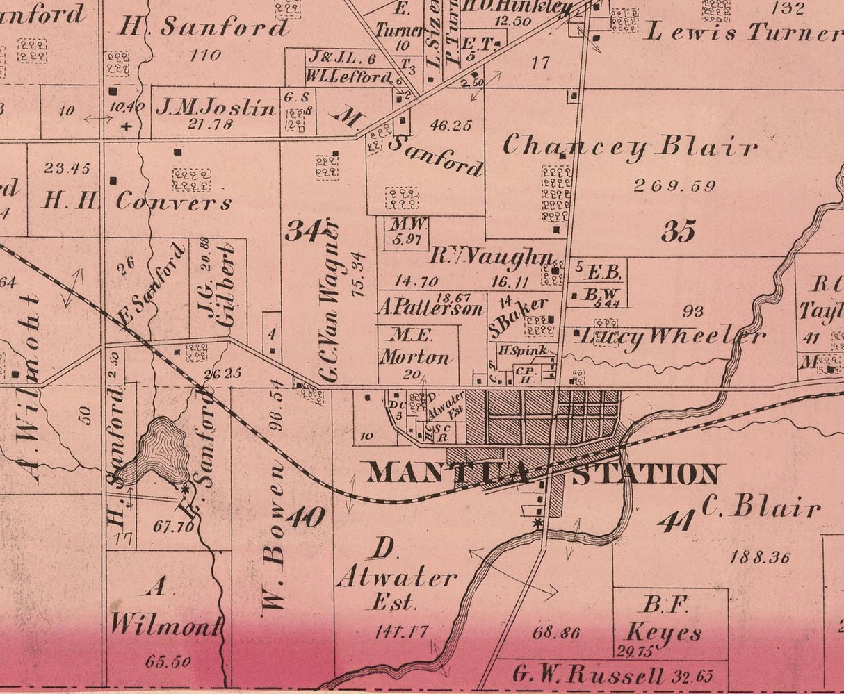 1874 Map of Mantua Township Portage County Ohio