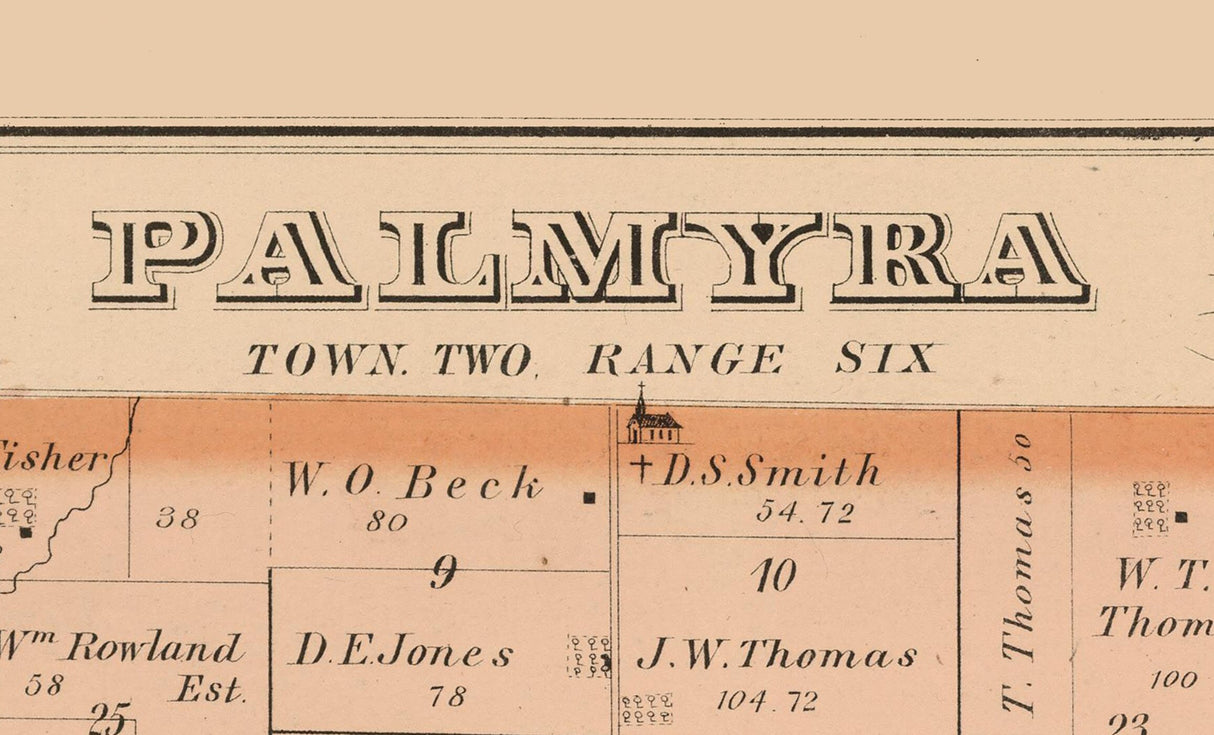 1874 Map of Palmyra Township Portage County Ohio