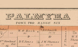 1874 Map of Palmyra Township Portage County Ohio