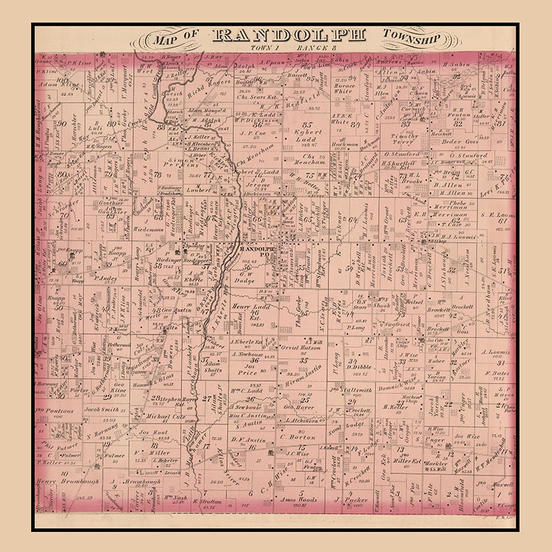 1874 Map of Randolph Township Portage County Ohio