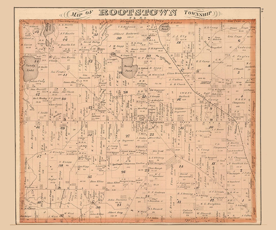 1874 Map of Rootstown Township Portage County Ohio
