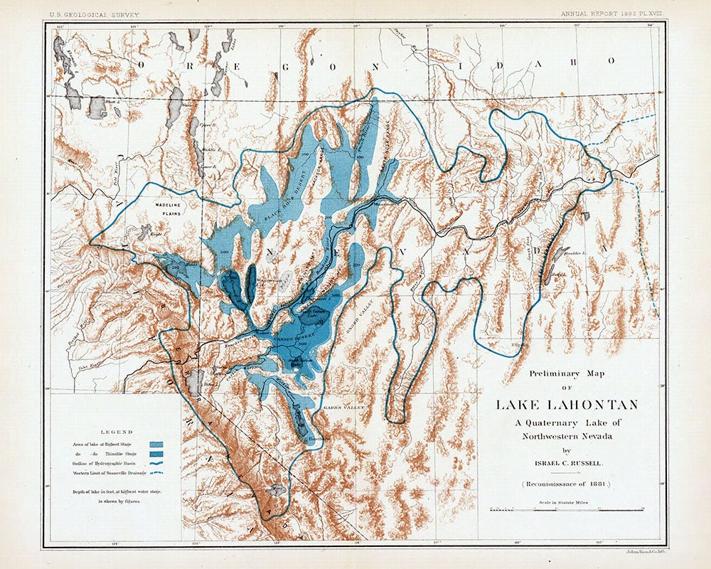 1881 Map of Lake Lahontan Nevada