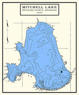 1937 Map of Mitchell Lake Wexford County Michigan