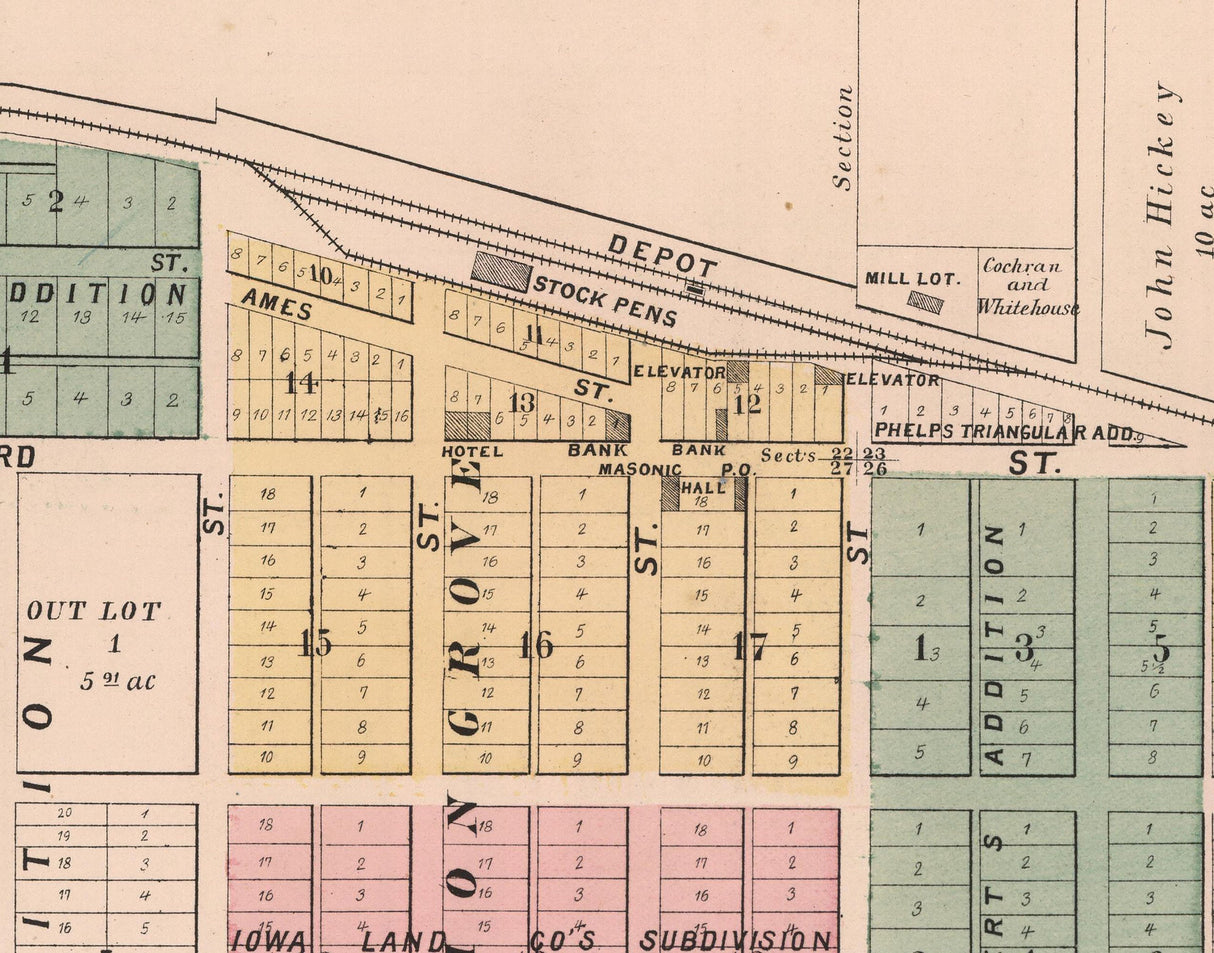 1885 Map of Clarence Cedar County Iowa