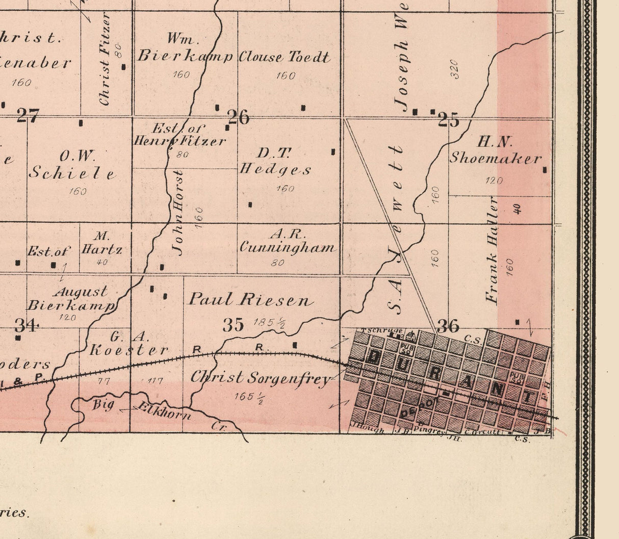 1885 Map of Farmington Township Cedar County Iowa