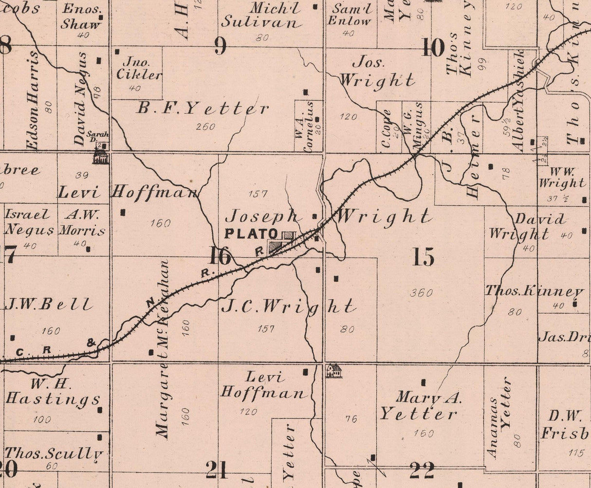 1885 Map of Gower Township Cedar County Iowa