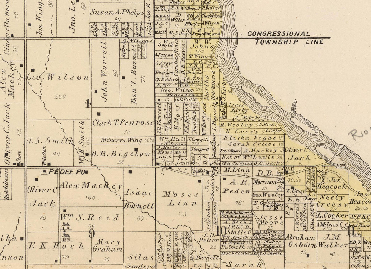1885 Map of Iowa Township Cedar County Iowa