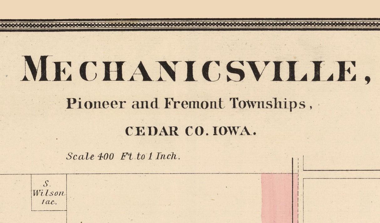 1885 Map of Mechanicsville Cedar County Iowa