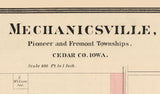 1885 Map of Mechanicsville Cedar County Iowa