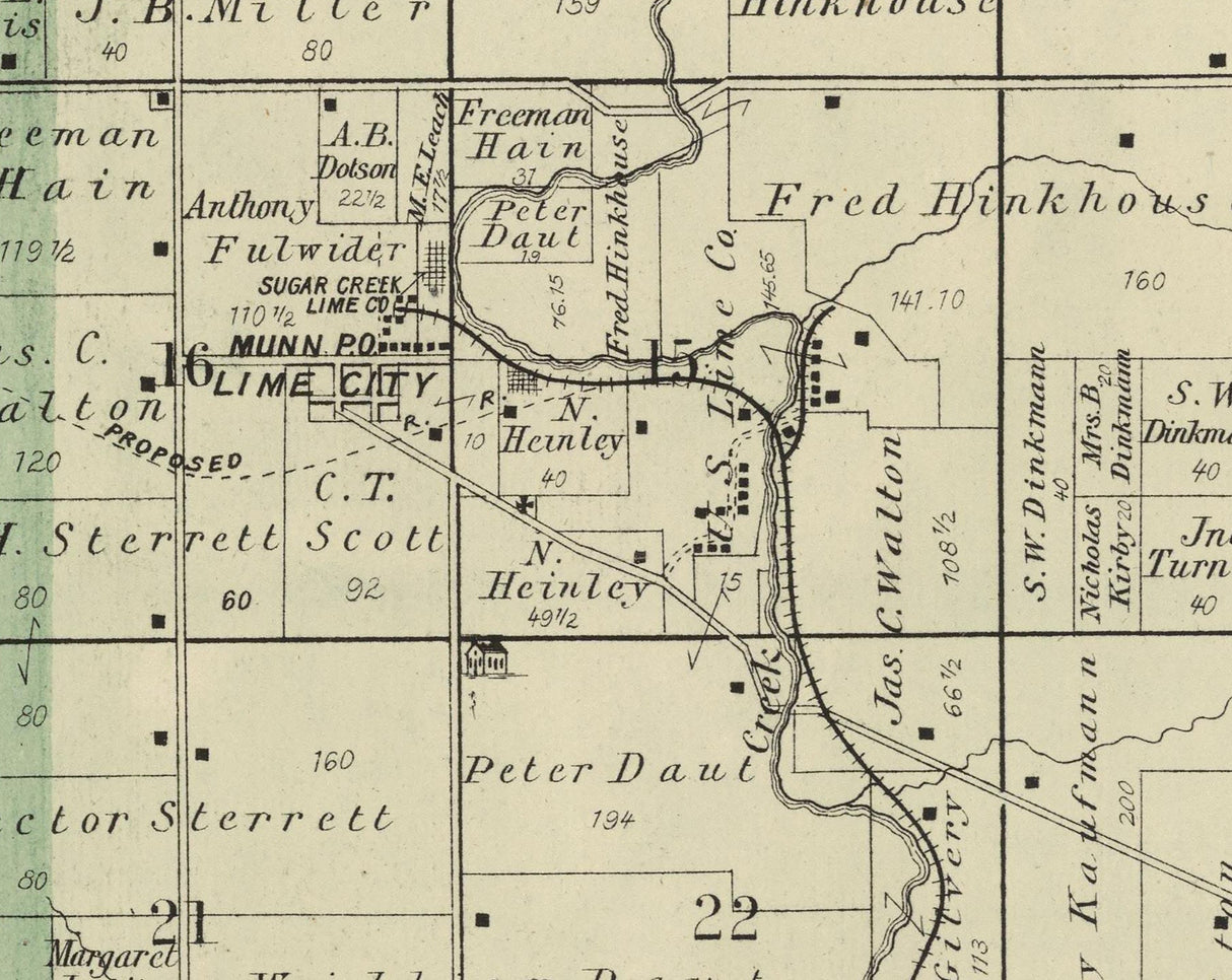 1885 Map of Sugar Creek Township Cedar County Iowa