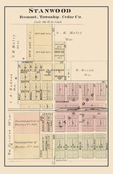 1885 Map of Stanwood Cedar County Iowa