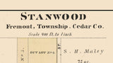 1885 Map of Stanwood Cedar County Iowa