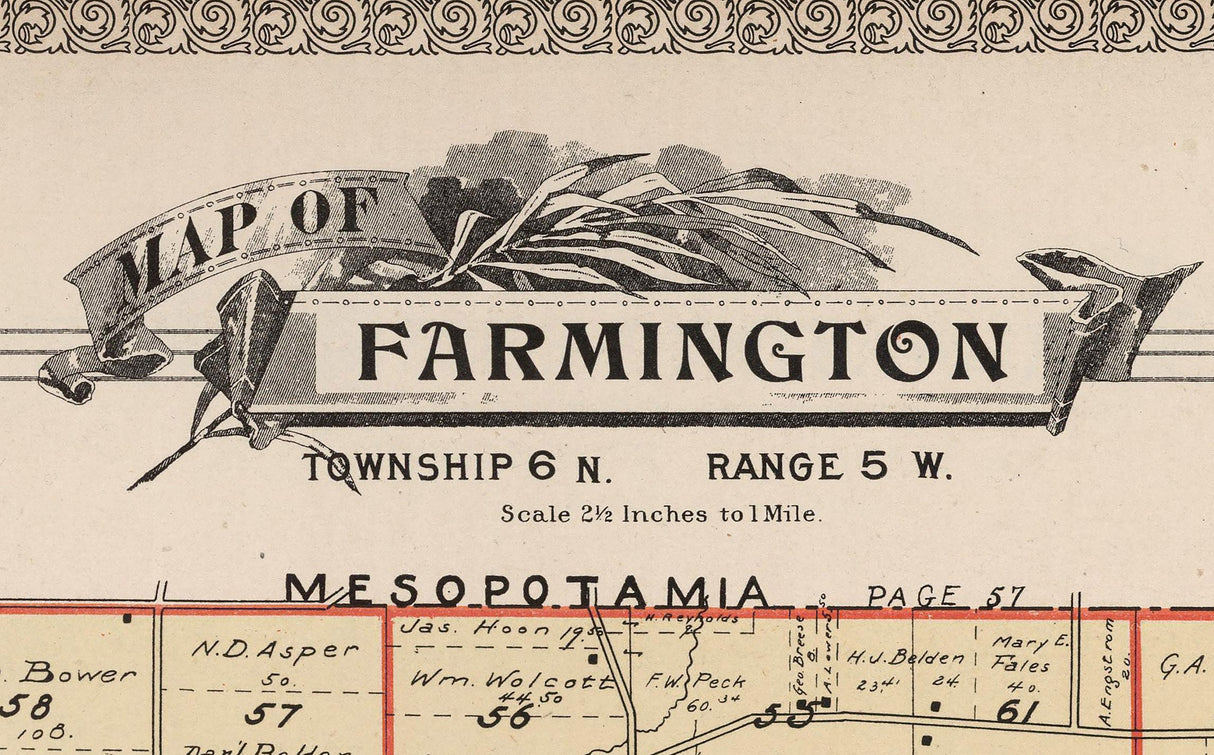 1899 Map of Farmington Township Trumbull County Ohio