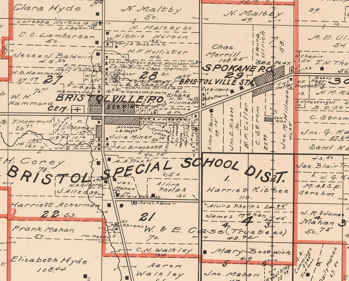 1899 Map of Bristol Township Trumbull County Ohio