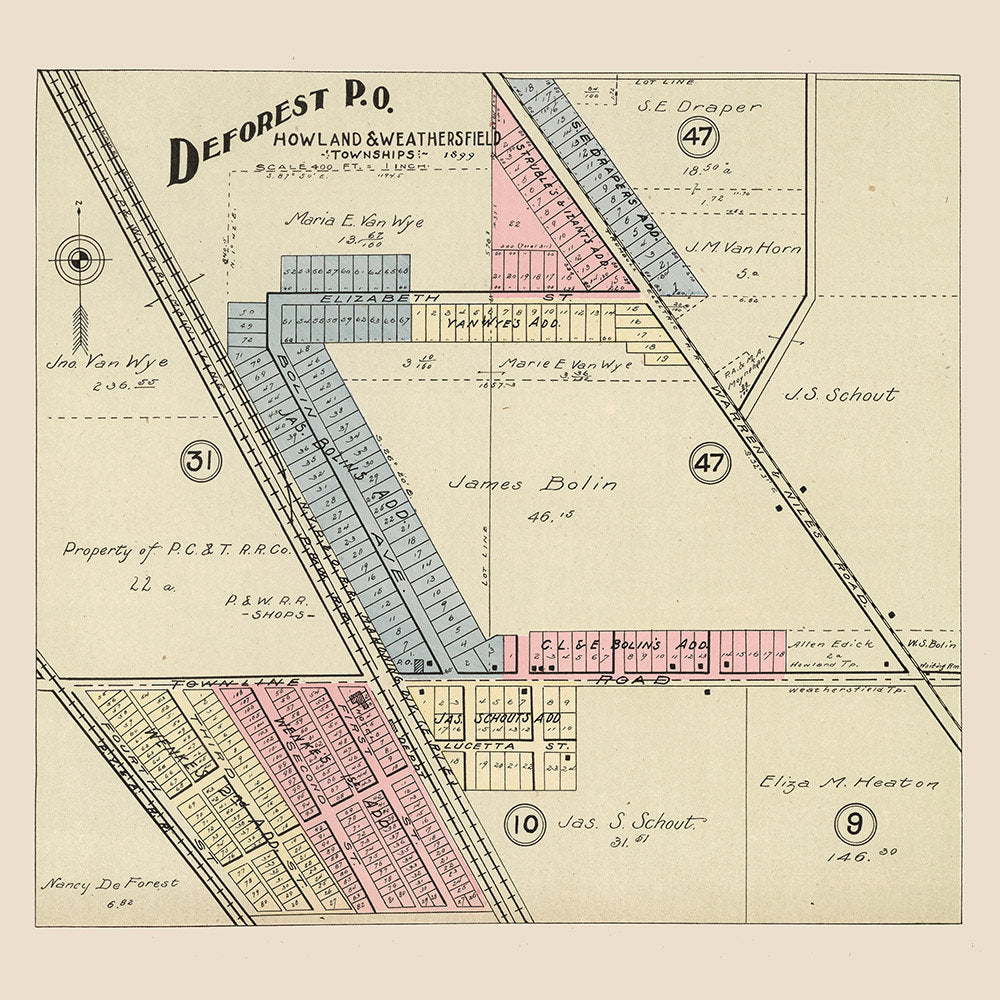 1899 Map of Deforest Trumbull County Ohio