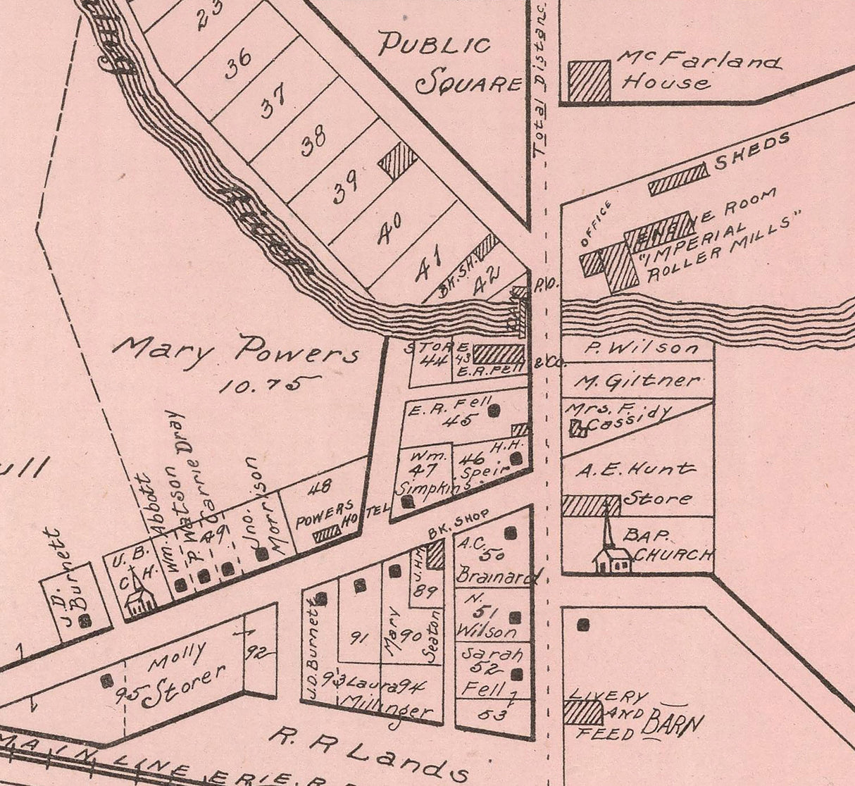 1899 Map of Orangeville Village Trumbull County Ohio