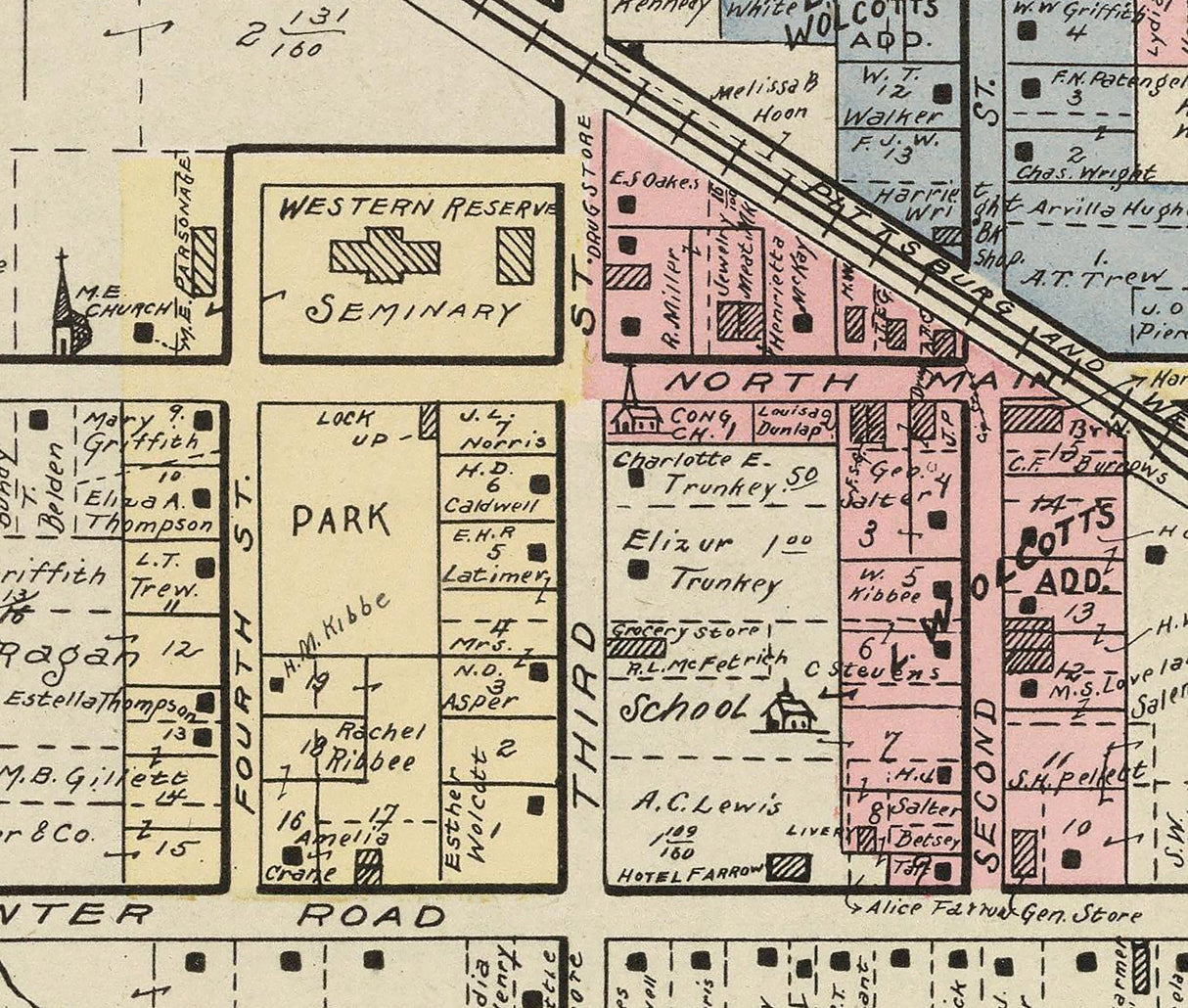 1899 Map of West Farmington Village Trumbull County Ohio