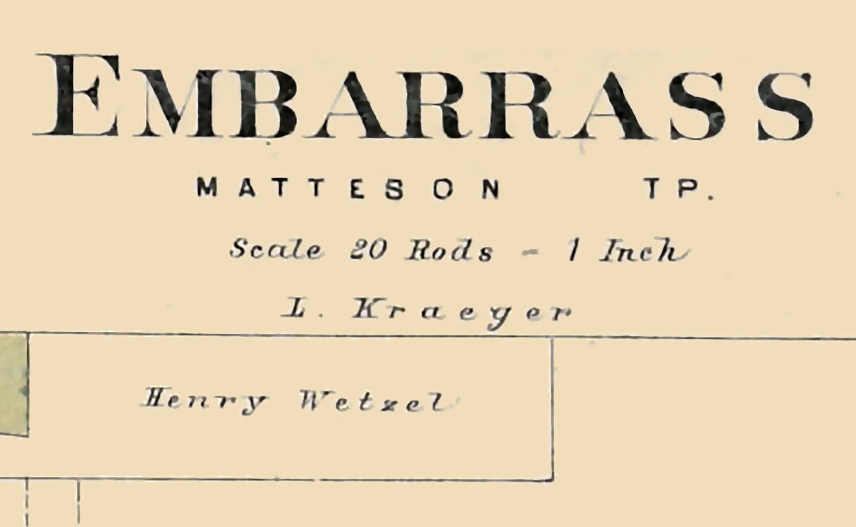 1889 Town Map of Embarrass Waupaca County Wisconsin