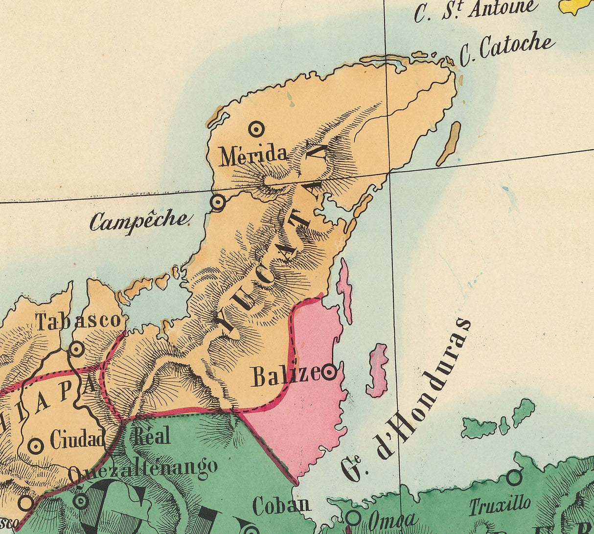 1844 Map of North and Central America Countries