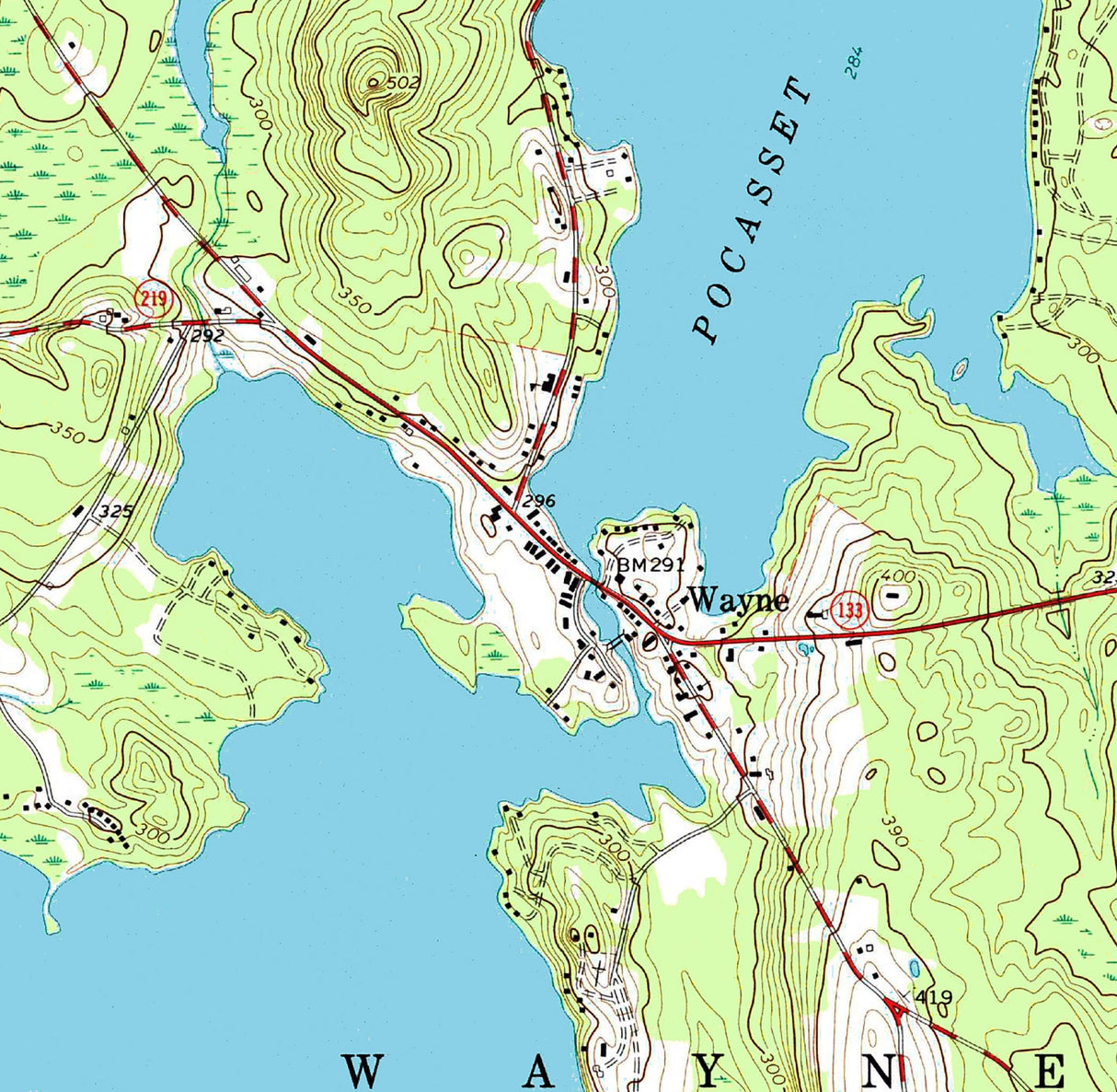 1980 Map of Lake Androscoggin Maine