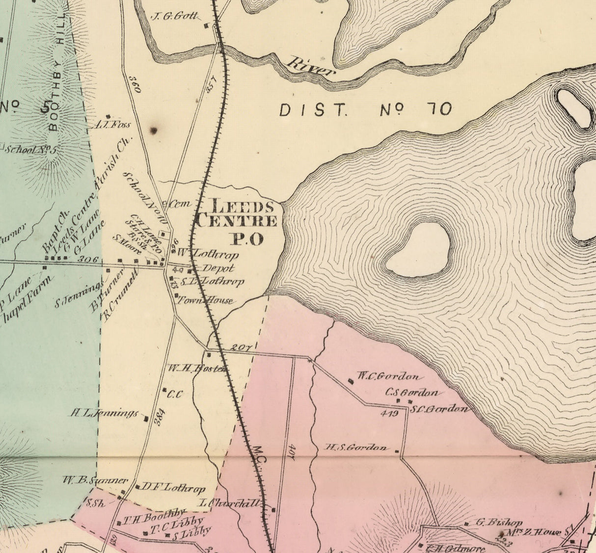 1873 Map of Leeds Township Androscoggin County Maine
