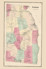 1873 Map of Turner Township Androscoggin County Maine