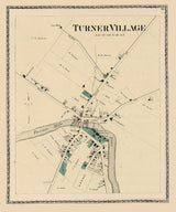 1873 Map of Turner Village Androscoggin County Maine