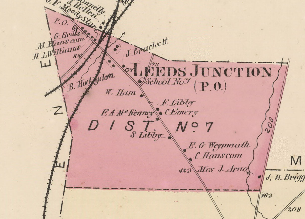 1873 Map of Wales Township Androscoggin County Maine
