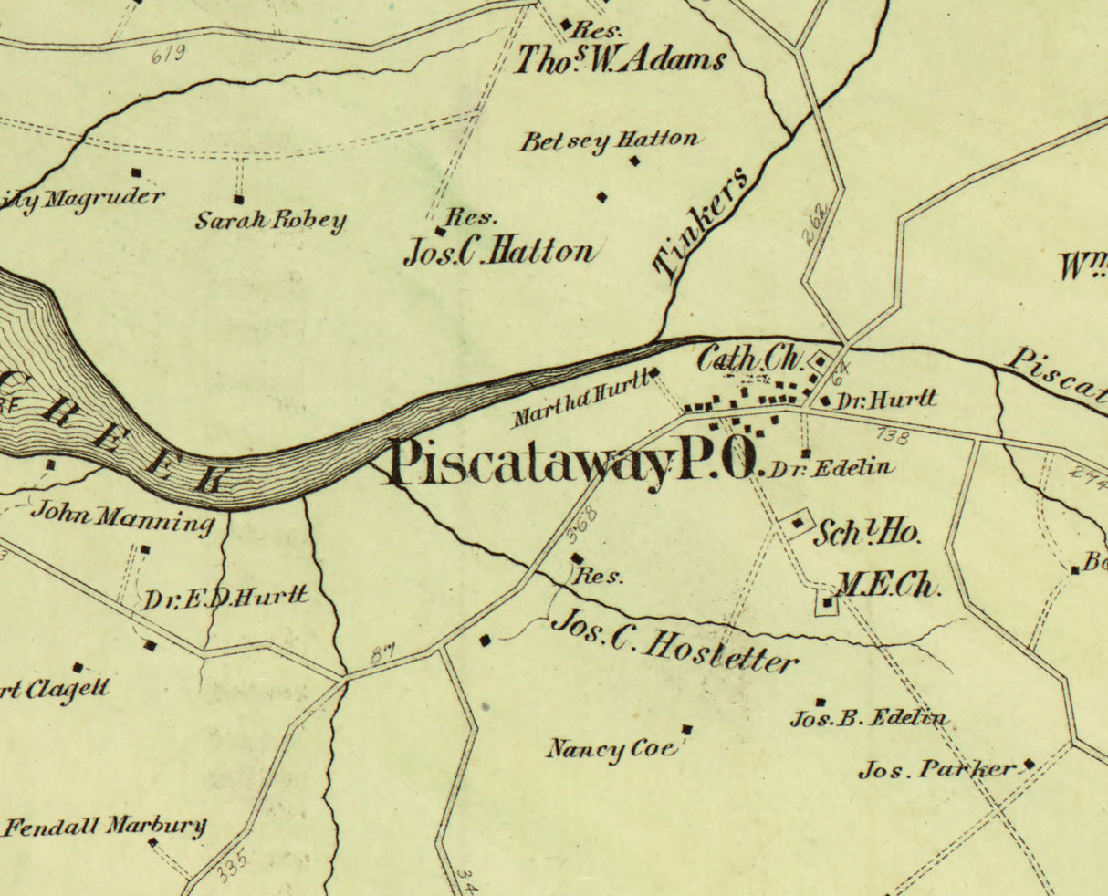 1879 Map of Piscataway District Montgomery County Maryland