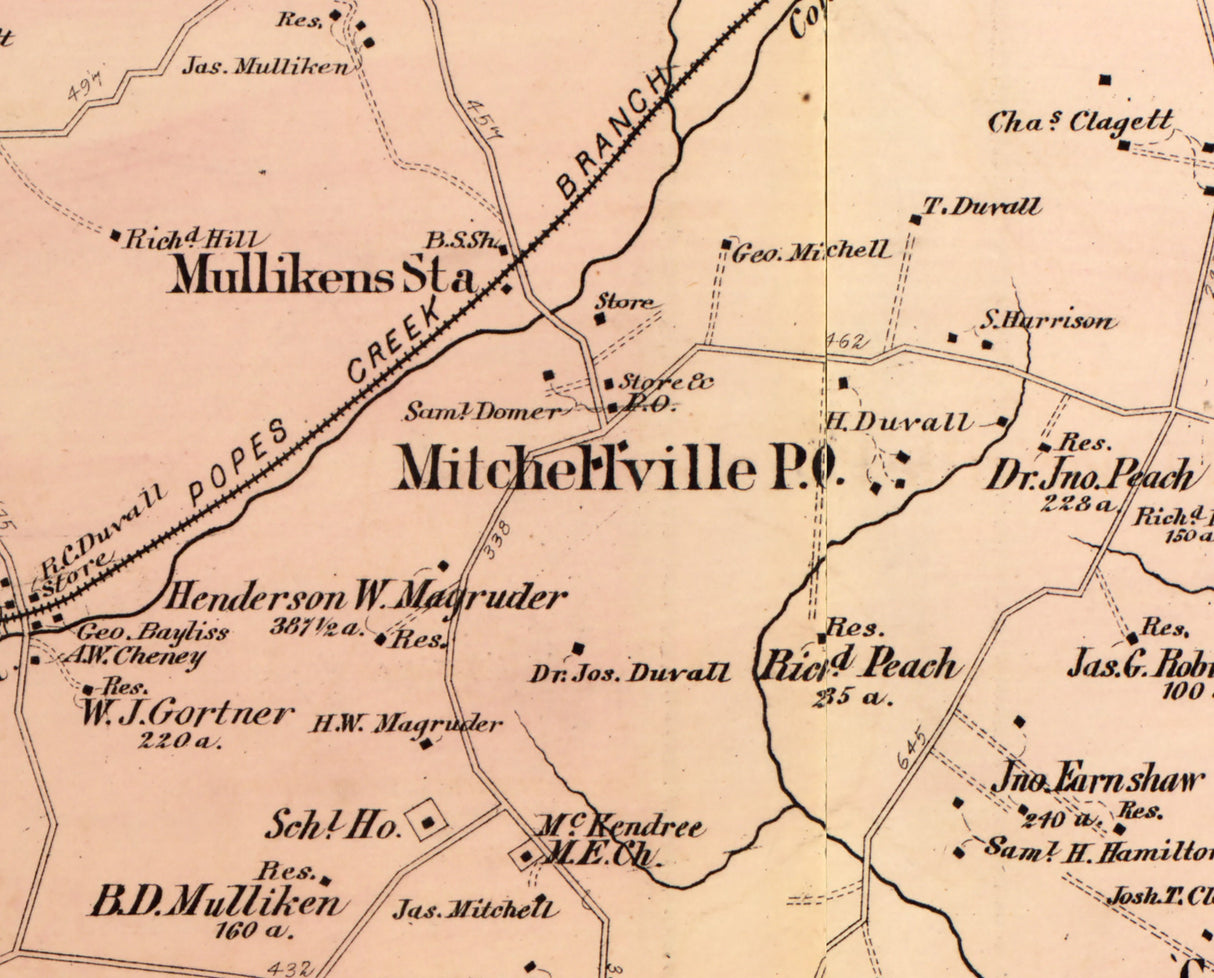1879 Map of Queen Anne District Montgomery County Maryland