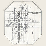 1858 Map of Chambersburg Franklin County Pennsylvania