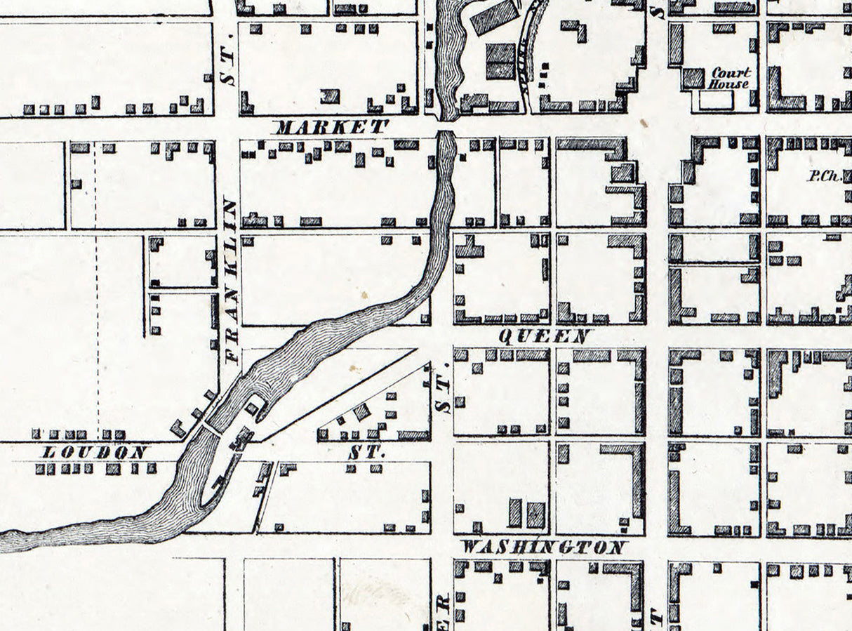 1858 Map of Chambersburg Franklin County Pennsylvania