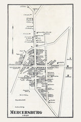1858 Map of Mercersburg Franklin County Pennsylvania