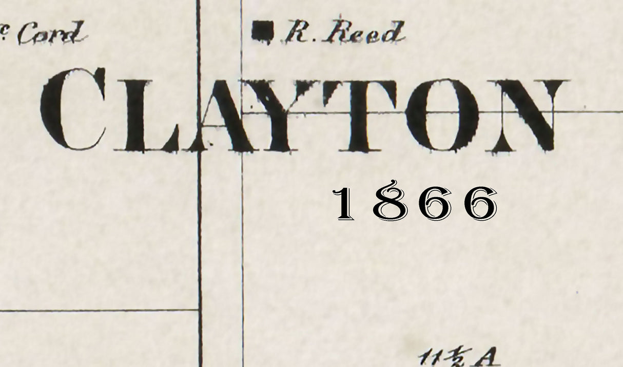 1866 Map of Clayton Hendricks County Indiana