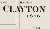 1866 Map of Clayton Hendricks County Indiana