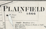 1866 Map of Plainfield Hendricks County Indiana