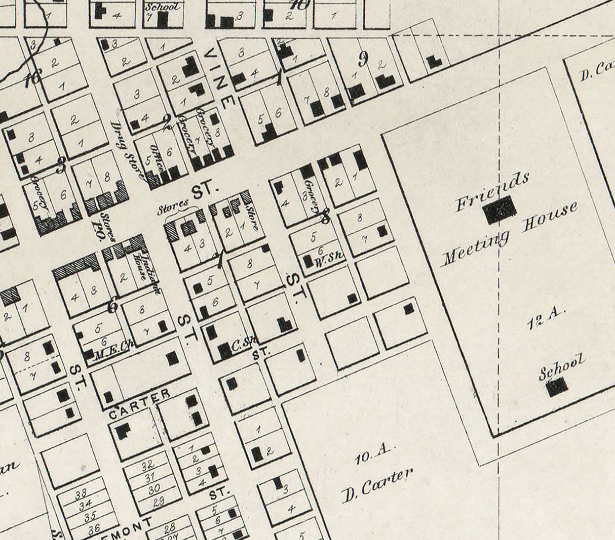 1866 Map of Plainfield Hendricks County Indiana