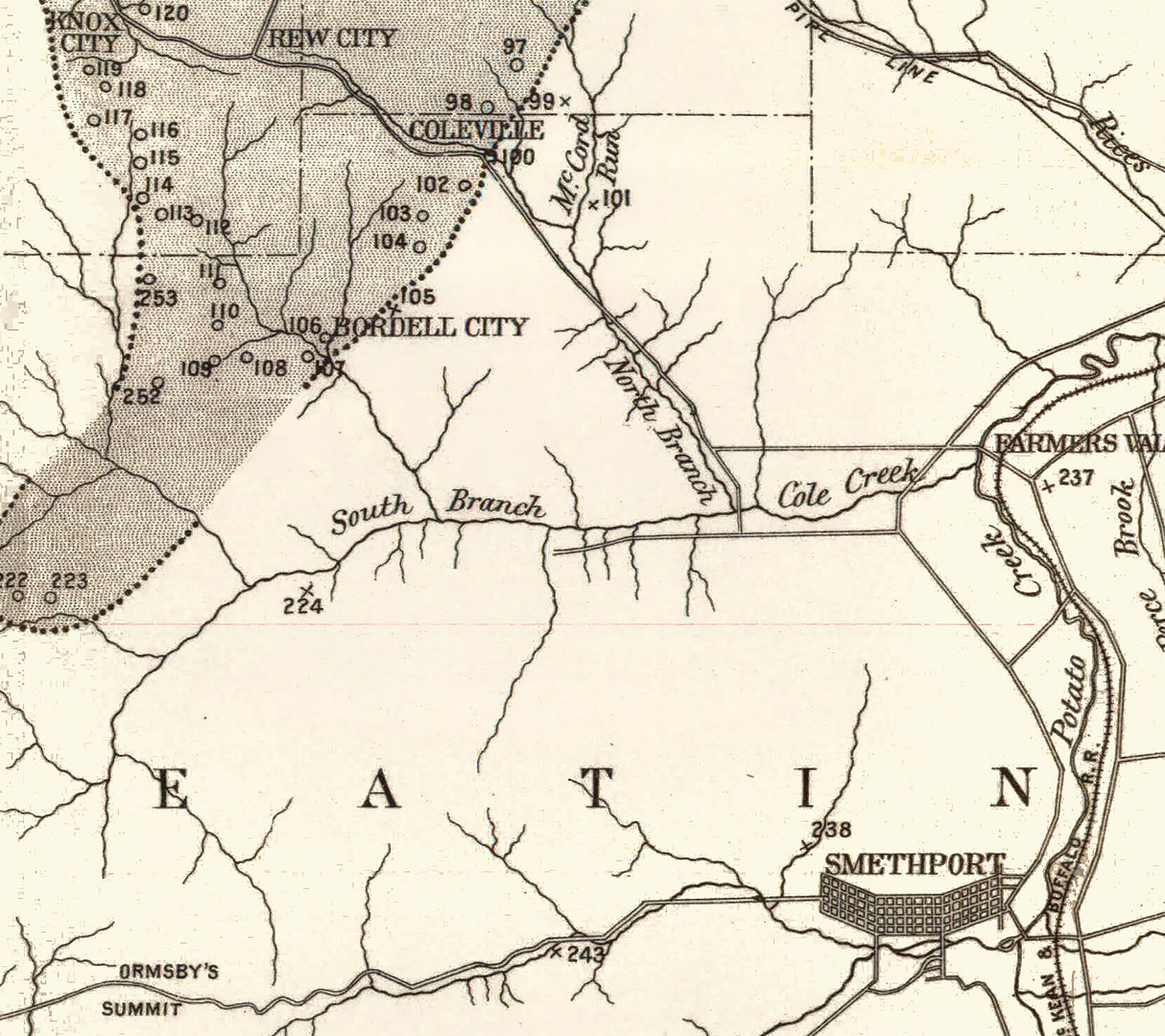 1880 Map of the McKean County Pennsylvania Oil District