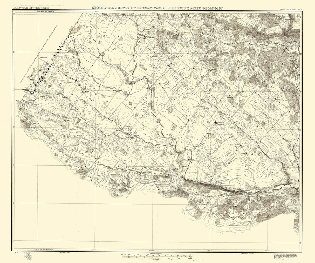 1881 Map of New Hanover Region Montgomery County Pennsylvania