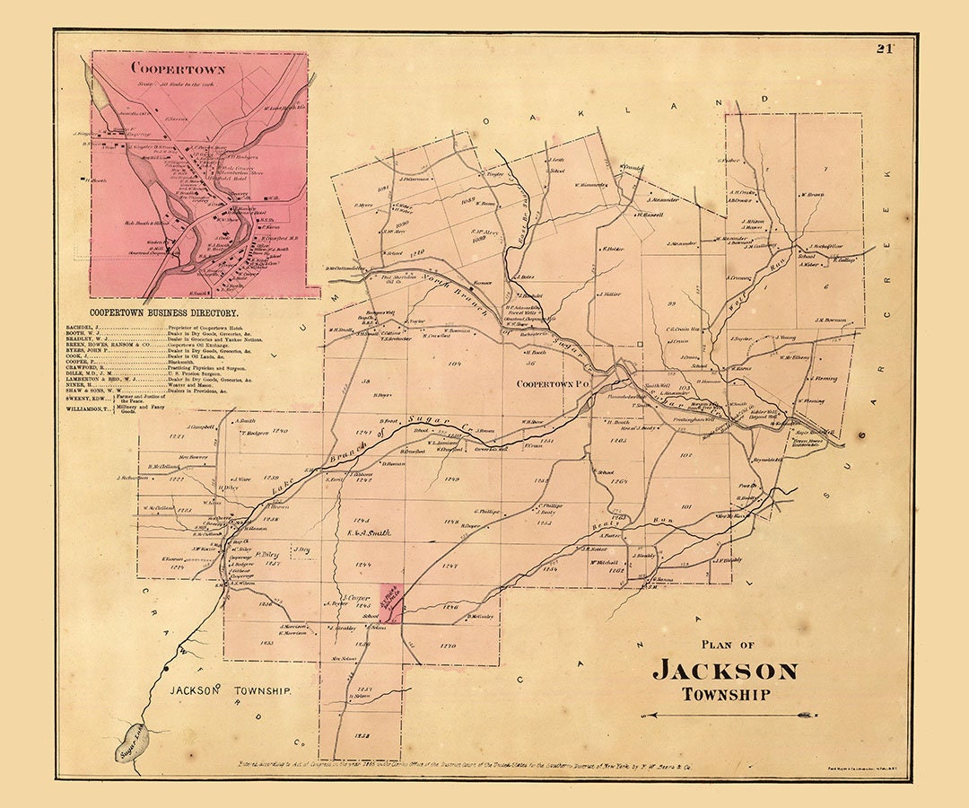 1865 Map of Jackson Township Venango County Pennsylvania Oil Region