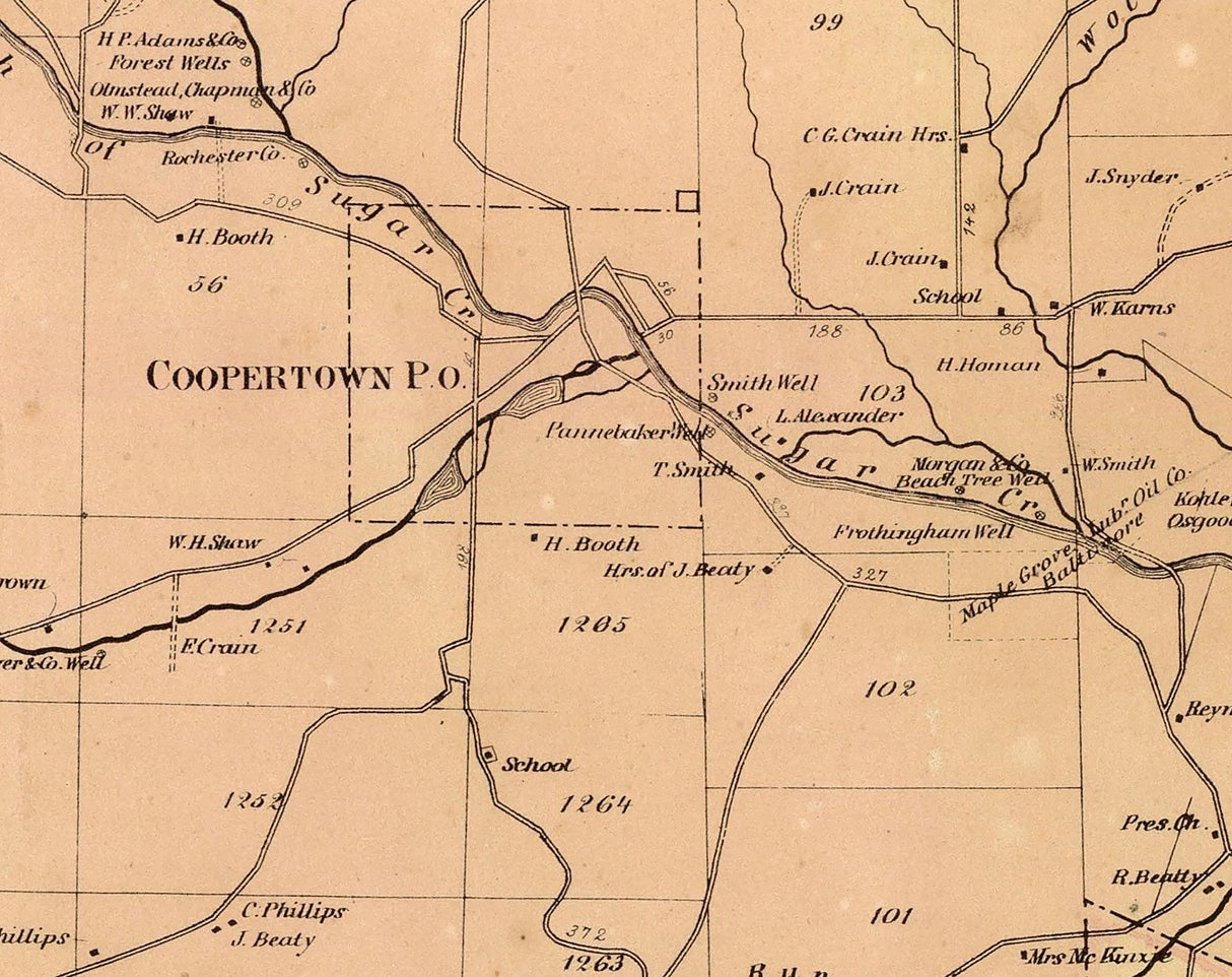 1865 Map of Jackson Township Venango County Pennsylvania Oil Region