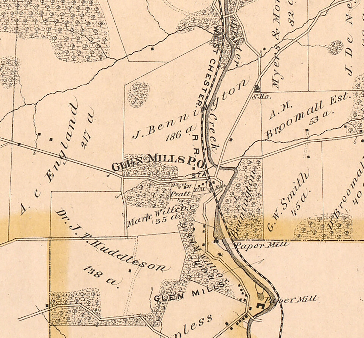 1875 Map of Thornbury Township Delaware County Pennsylvania