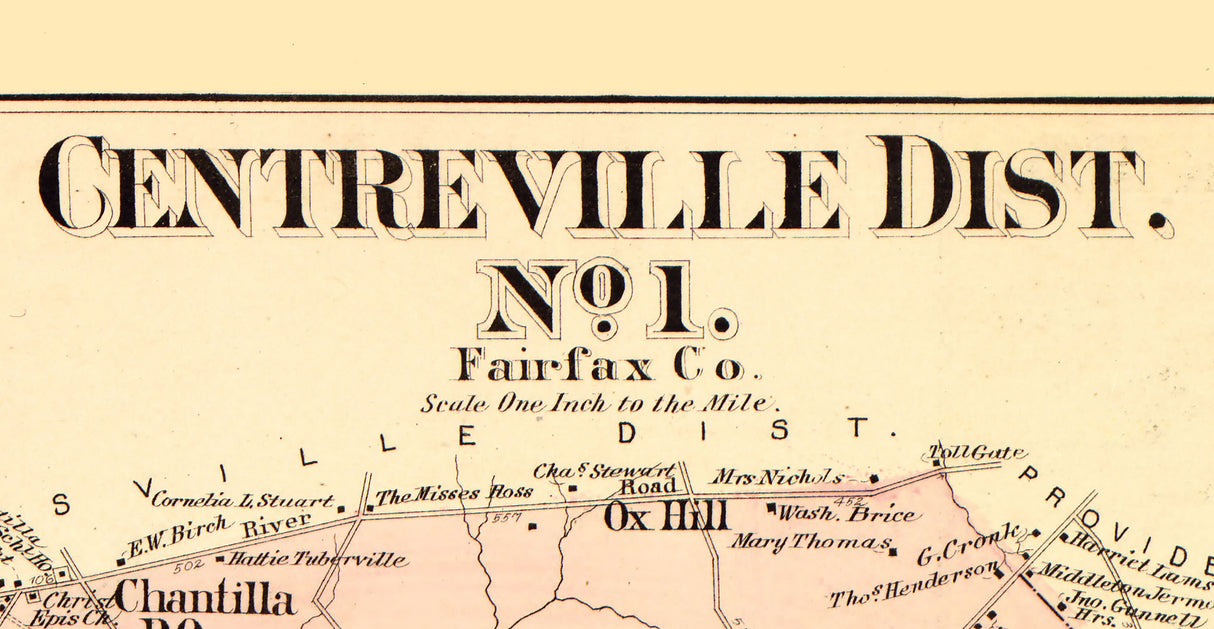 1879 Map of Centreville District Fairfax County Virginia