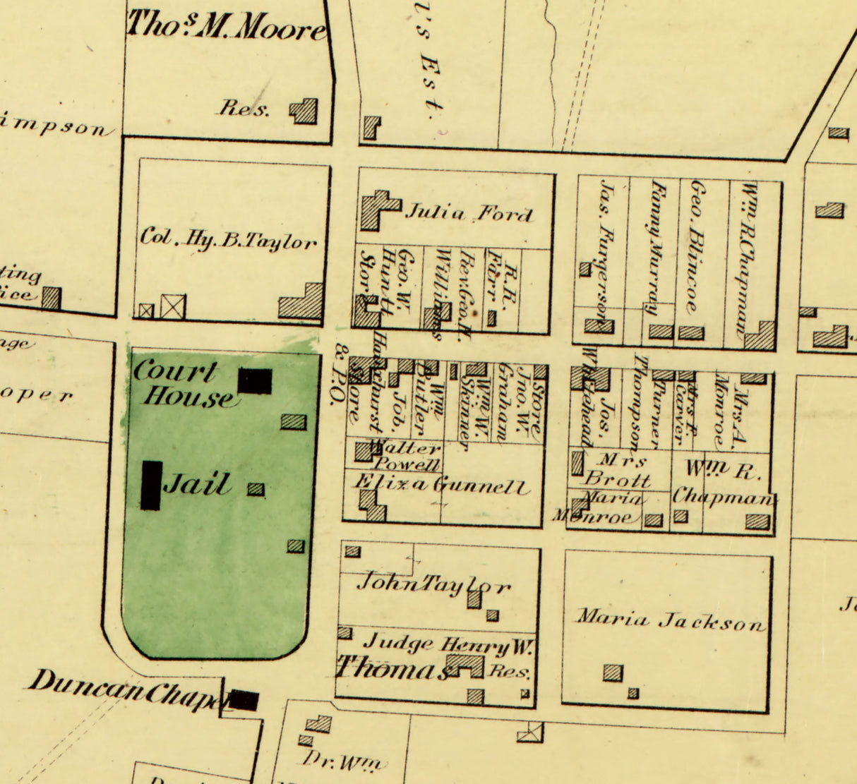 1879 Map of Fairfax Court House Virginia