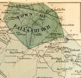 1879 Map of Falls Church District Fairfax County Virginia