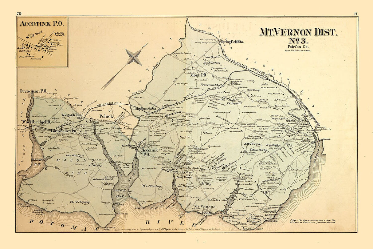 1879 Map of Mt Vernon District Fairfax County Virginia