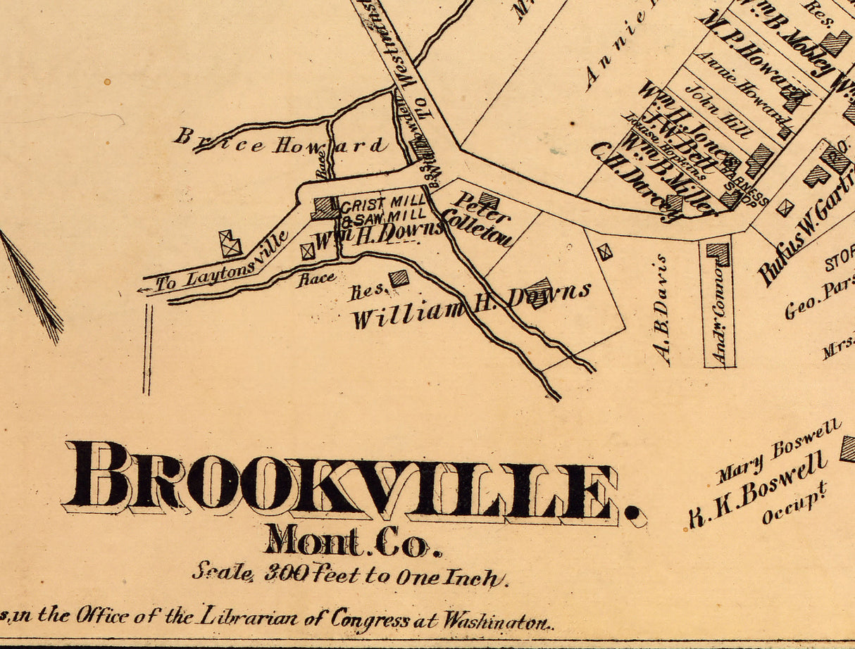 1879 Map of Sandy Spring and Brookville Montgomery County Virginia