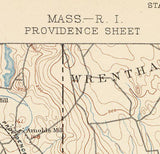 1890 Topo Map of Providence Massachusetts