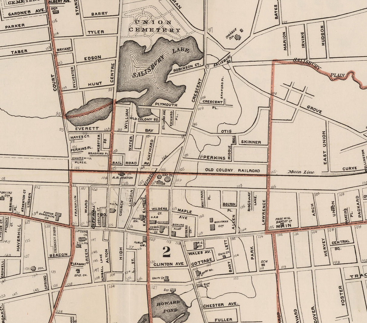 1891 Map of Brockton Massachusetts